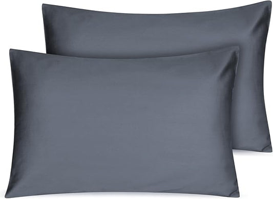 Organic Cotton Toddler Pillowcase 2 Pack, 14 x 20 Travel Pillow Case Cover for Babies, Kids, Boys and Girls, Soft and Breathable Small Pillow Cases with Envelope Closure, Dark Grey