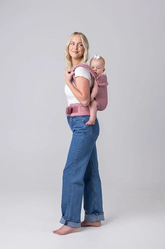 Mabē Monarch Ergonomic Baby Carrier – Premium Cotton Soft Structured Newborn to Toddler Carrier with Hip-Healthy Design, 3 Carry Positions (7-35lbs), Lightweight & Breathable,(Mauve Wings)