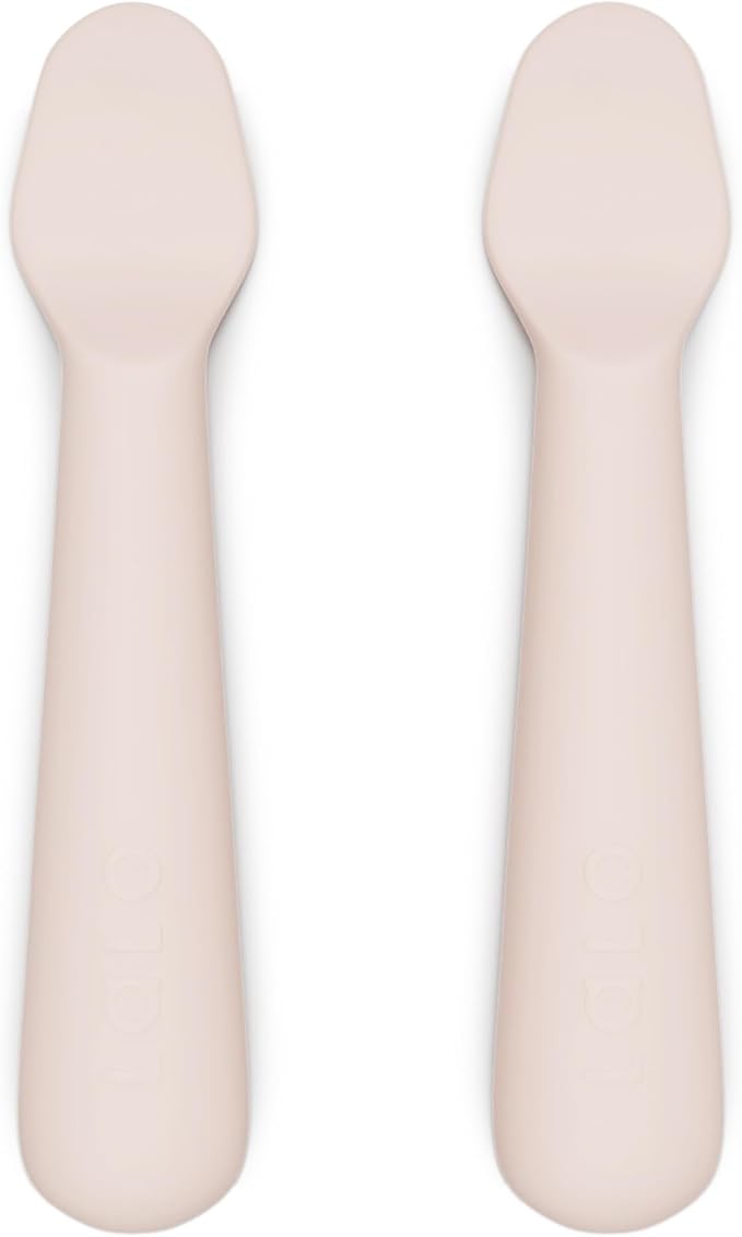 Lalo Little Spoon Set - 2 Piece Baby Spoons Set for Infants & Babies - Made From Food Grade Silicone Dishwasher Safe - Baby Feeding Essentials for Early Stage Mealtime - Grapefruit