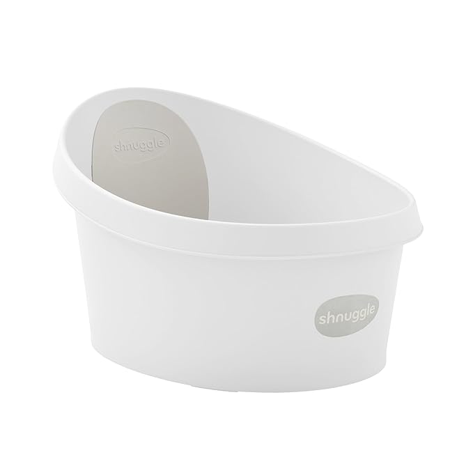 Toddler Bath Tub | Larger Bath for Bigger Kids at Bathtime | Includes Warm and Soft Foam backrest | Grippy Anti-Slip Surface | Includes Easy Drain Bath Plug | White & Grey