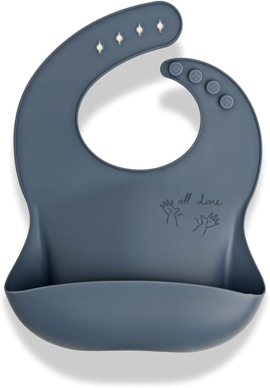 APLAINR Baby Sign Language Bib, Silicone Baby Bibs, ASL Graphics, Food Catcher, Adjustable, Waterproof, Soft, 6-36 Months