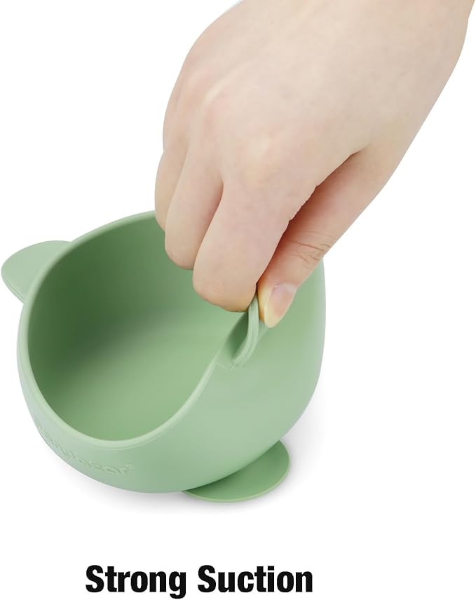 PandaEar 3 Pack Baby Suction Bowls, Stay Put Silicone Food Bowl Babies Led Weaning Supplies for Kids Toddlers, BPA-Free -Blue/Green/Brown