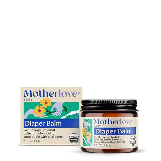 Motherlove Diaper Balm (2 oz) Organic Herbal Diaper Rash Cream—Cloth diaper Safe, Zinc Oxide- & Petroleum-Free
