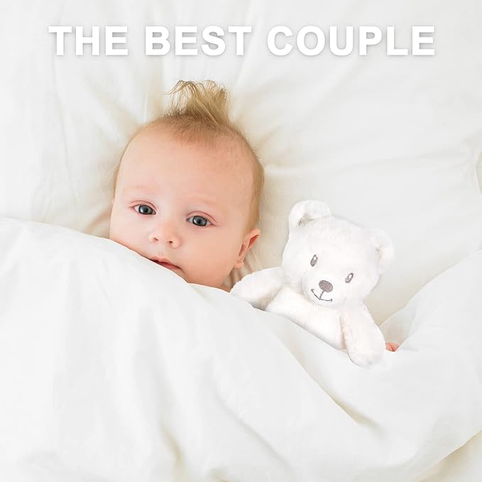 Bear Security Blanket Soft Baby Lovey Fluffy Blanket Unisex Lovie Snuggle Toy Baby Bear Stuffed Gift for Newborn, Boys and Girls, 13.5 Inch