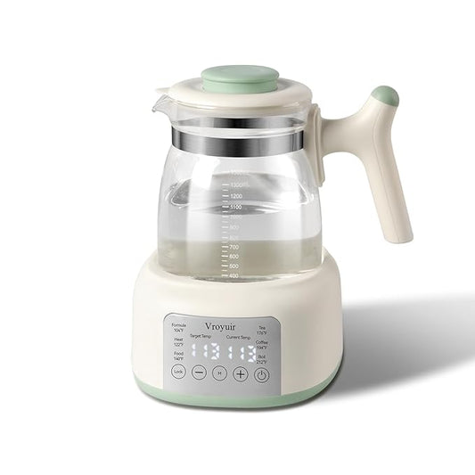 Instant Baby Water Warmer and Formula Dispenser, 1.5L Detachable Glass Tank with 6-Temp Settings, 72H Keep-Warm & Night Light, Universal for All Baby Bottles