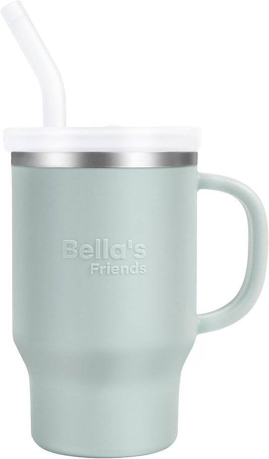 Bella's Friends Handy Mini Tumbler – Adorable 9 oz Sippy Cup for Toddlers 1-3 years old, Flexible Straw, Stainless Interior & Silicone Body, Leak‑Proof, Dishwasher Safe, Ideal for Travel or At Home