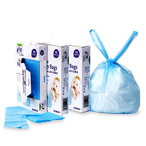 Diaper Disposal Bags for Baby,On The Go,Fresh Light Baby Powder Faint Scented,Easy Tie Handles, Diaper Bags Disposable for Diaper Sacks Poop Pet Trash Bags Or Dirty Costumes, 270 Bags, Blue