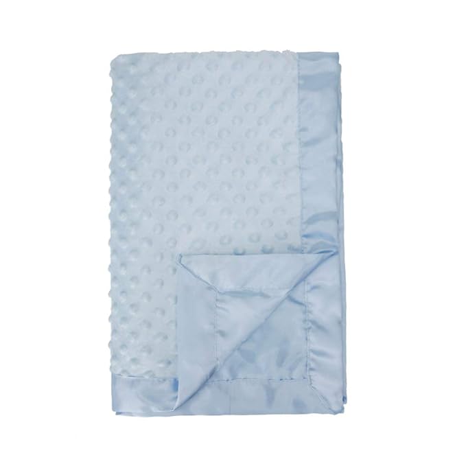 Pro Goleem Baby Soft Minky Dot Blanket with Silky Satin Backing Baby Gifts for Girls and Boys (Blue, 30’’ x 40’’)