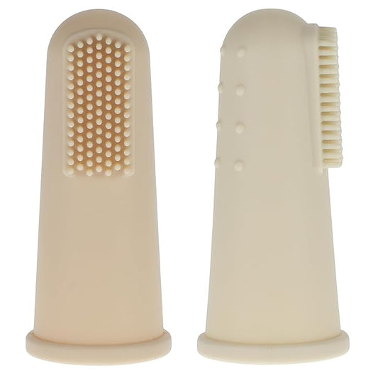 Baby Finger Toothbrush with Case, Food Grade Silicone, BPA Free, 2-Pack (Sand+Shifting Sand)
