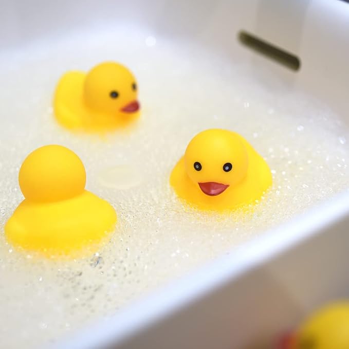 Yellow Rubber Ducks, 10pcs Preschool Bath Toys Bathtub Floating Squeaky Duckies Gift for Baby Shower Infants Kids Toddler Party Decoration