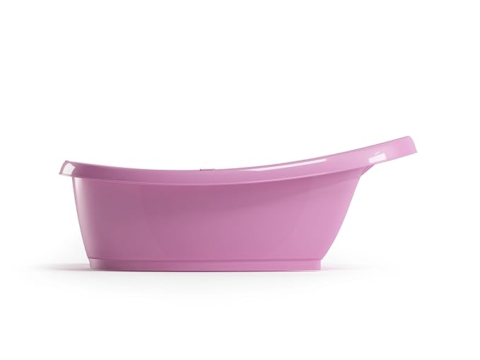 BEABA by OKBaby, Onda Baby Bath, Ergonomic Multi-Position tub for Infants and Babies up to 12 Months, Integrated Water Thermometer, Made in Italy, Pink