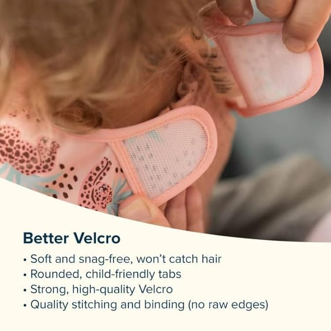 Tiny Twinkle Short Sleeve Apron Baby & Toddler Bib for Girls – Waterproof, Mess-Proof Bibs for Eating & Feeding, Machine Washable,Perfect Holiday Gift (Butterflies, 6–24M)