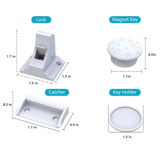 Upgraded Magnetic Cabinet Locks (32Locks and 6 Keys) Baby Proofing Magnetic Safety Locks with 3M Adhesive, One Minute Fast, Easy and No Drill Installation