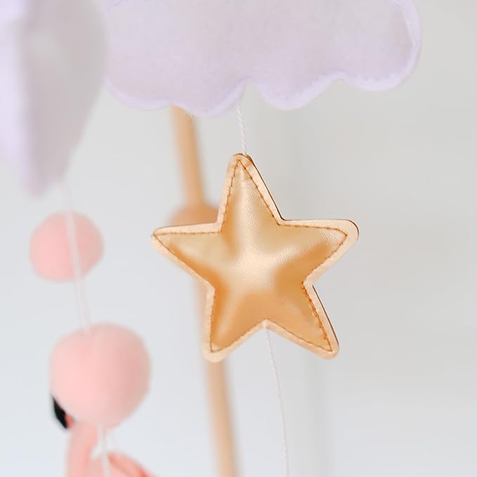 Pink Flamingo Baby Crib Mobile for Girls, Baby Mobile for Crib, Nursery Mobile, Baby Girl Mobile Boho Nursery Decoration for Pack N Play, Bassinet, Ceiling Mobile, Flamingo