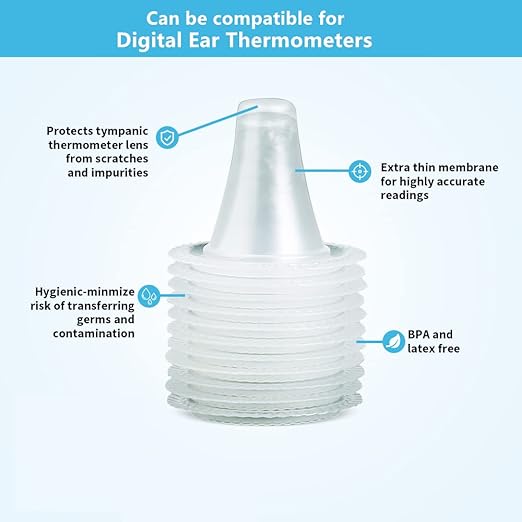 200 Counts Ear Thermometer Covers, Refill Caps, Lens Filters Compatible with All Braun Models Including 7 Serie IRT 6520, 3 Series IRT3030, BPA Free and Disposable Ear Thermometer Covers Caps
