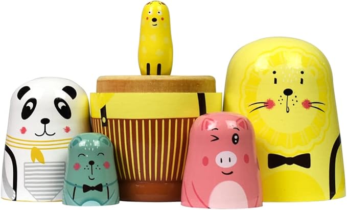 Tphon Nesting Dolls Wooden Russian Matryoshka Dolls for Toddlers Kids Handmade Toys Stacking Doll Set for Children Christmas Birthday Decoration Halloween Wishing Gift