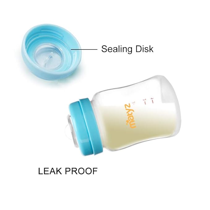 Matyz 4-PACK Wide Mouth Breast Milk Storage Containers With Lids (Blue, 6oz Each) - Freezer Safe Breastmilk Storage Bottles - Breast Pump Accessories For Medela Spectra Avent Breast Pumps