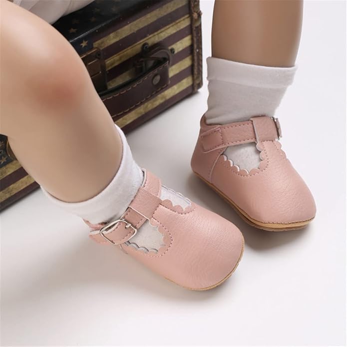COSANKIM Baby Girls Mary Jane Flats Shoes Anti-Slip Rubber Sole Infant Toddler Princess Wedding Dress Shoes