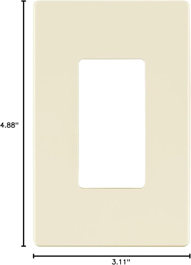 LIDER Matte Finish Decorator Switch Cover, Screwless Wall Plate, Mid-Size 1-Gang 4.88" x 3.11", Unbreakable Polycarbonate Thermoplastic, UL Listed, LSWP-31M-LA, Light Almond