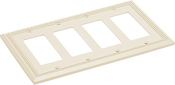 Henne Bery Sunken Pearls Heavy Duty Decorative Wall Plate Switch Plate Outlet Cover (Quad Decorator, Light Almond)