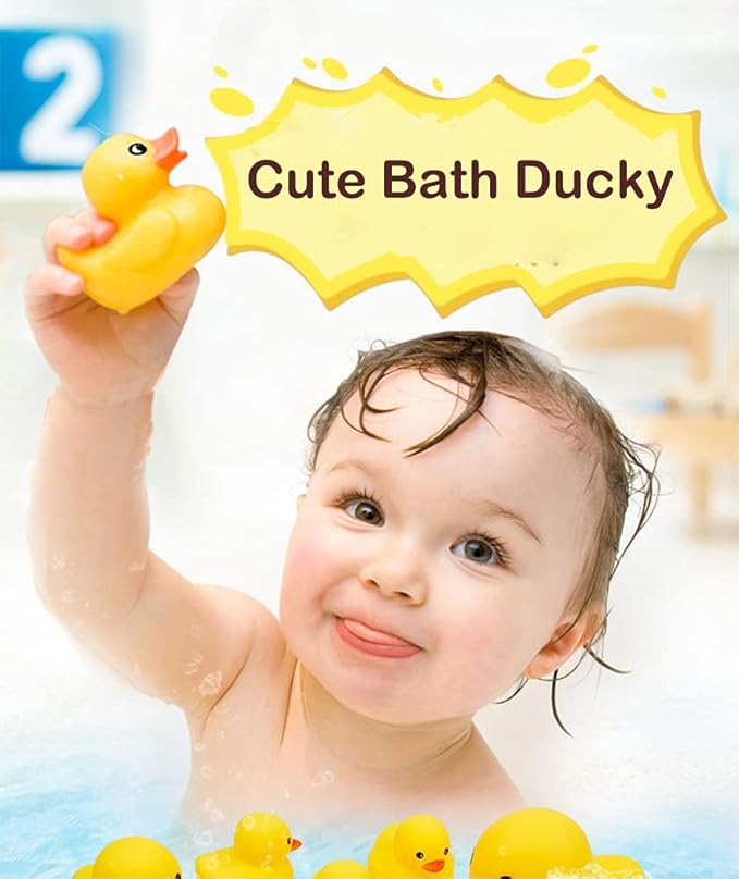 Kids Bath Duck Toys 50 PCS Mini Rubber Ducks Squeak and Float Duckies Baby Shower Toy Party Decoration for Toddlers Boys Girls (1.6’’)
