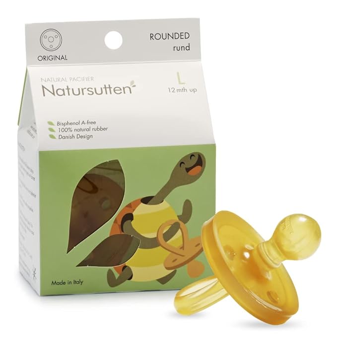 Natursutten Pacifiers 12-18 Months - 1-Pack Original Shield Round Nipple Natural Rubber Safe & Soft BPA-Free Pacifiers for Breastfeeding Babies - Newborn Pacifiers Made in Italy