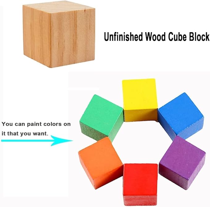 30 Pack 1-1/2 Inches Unfinished Wood Cubes Blocks - 1.5 Inch Natural Wooden Square Blocks Great for Crafts Making