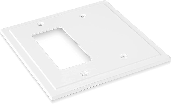 Modern Edge Decorative Wall Plate Switch Plate Outlet Cover, Durable Solid Zinc Alloy (Blank/Decorator, White)