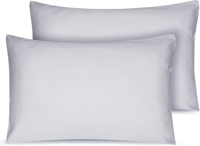 Organic Cotton Toddler Pillowcase 2 Pack, 14 x 20 Travel Pillow Case Cover for Babies, Kids, Boys and Girls, Soft and Breathable Small Pillow Cases with Envelope Closure, Light Grey