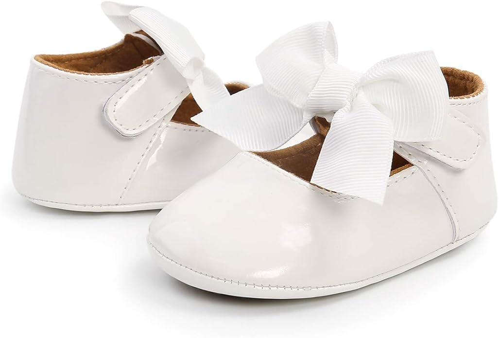 COSANKIM Baby Girls Mary Jane Flats Shoes Anti-Slip Rubber Sole Infant Toddler Princess Wedding Dress Shoes