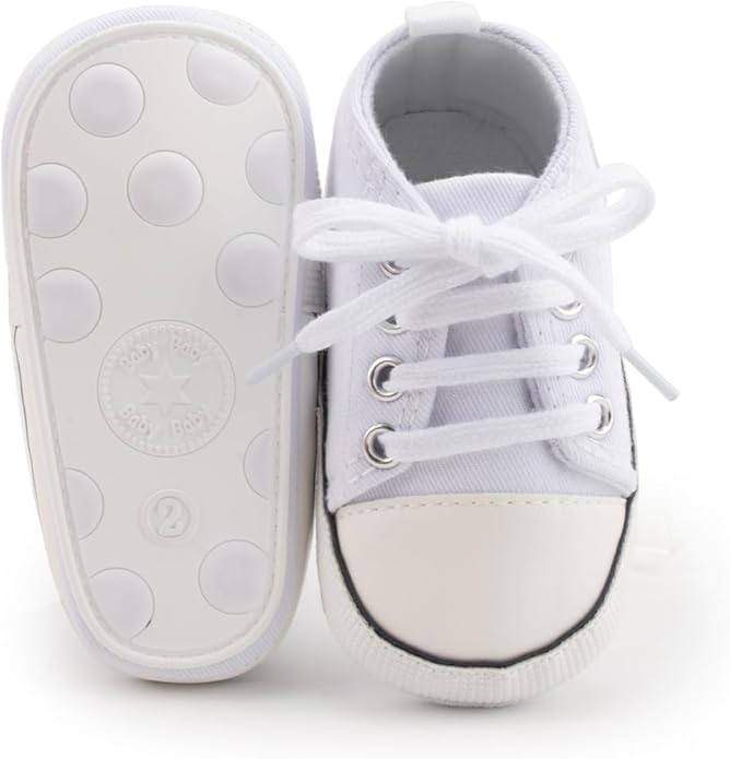 Meckior Baby Girls Boys Canvas Sneakers Soft Sole High-Top Ankle Infant First Walkers Crib Shoes