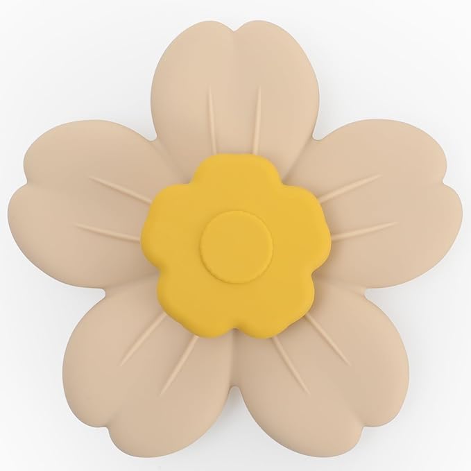 Suction Spinning Toy, Silicone Toddler Sensory Toys for Bath Toys Birthday Gift (Mustard&Cream)