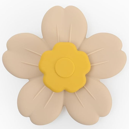 Suction Spinning Toy, Silicone Toddler Sensory Toys for Bath Toys Birthday Gift (Mustard&Cream)