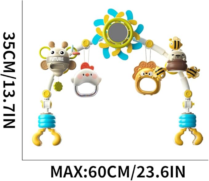 Caterbee Baby Bjorn Bouncer bar Toy, Pram Toy with Activity Travel Arch Bassinet Toys for Toddlers (Blue)