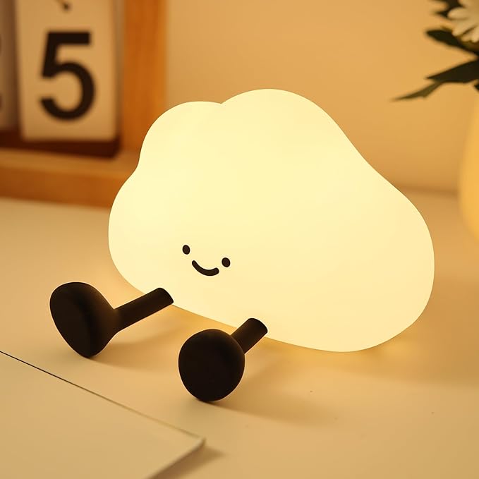 YISUN Cloud Night Light, Cute Silicone Nightlight for Baby Toddler, Rechargeable LED Nursery Lamp with Timer, 3 Level Dimmable Soft Squishy Night Lamp Gift for Bedroom Kids Room Decor