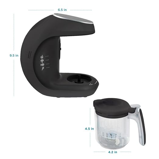 EVLA'S Baby Food Maker, Steamer, Blender, Baby Food Processor for Healthy Homemade Baby Food in Minutes, Touch Screen with 6 Reusable Food Pouches, Baby Registry Essential, Dark Grey