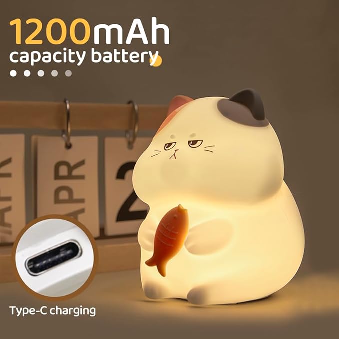S NMT Cute Cat Silicone Night Light 7 Colors Changeable 3 Brightness Rechargeable Timing Sleeping Lamp Kawaii Cordless Night Lights for Kids Room Decor
