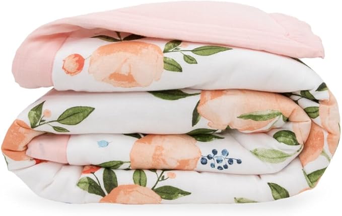 Little Unicorn Lofty Comforter Blanket | Super Soft & Breathable Muslin Fabric| Great for Play & Bedtime Blanket (Watercolor Roses Grande)