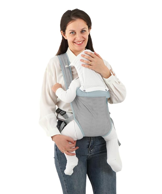 Baby Carrier Newborn Wrap,Ergonomic Infant Soft Carriers for Toddler 7-45 lbs,Adjust Back Strap/Waist Belt,4-in-1 Babe Carrier Front&Back,for Hiking Travel or Everyday Family Events-solid color (Blue)