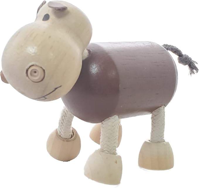 TEKOR Wooden Bendable Jungle Animal Toys (Set of 4) | Ages 3 & Up | Early Education Toy Animals for Kids | Elephant, Zebra, Hippo, Gorilla | Smooth Natural Wood | Endless Play for Girls & Boys