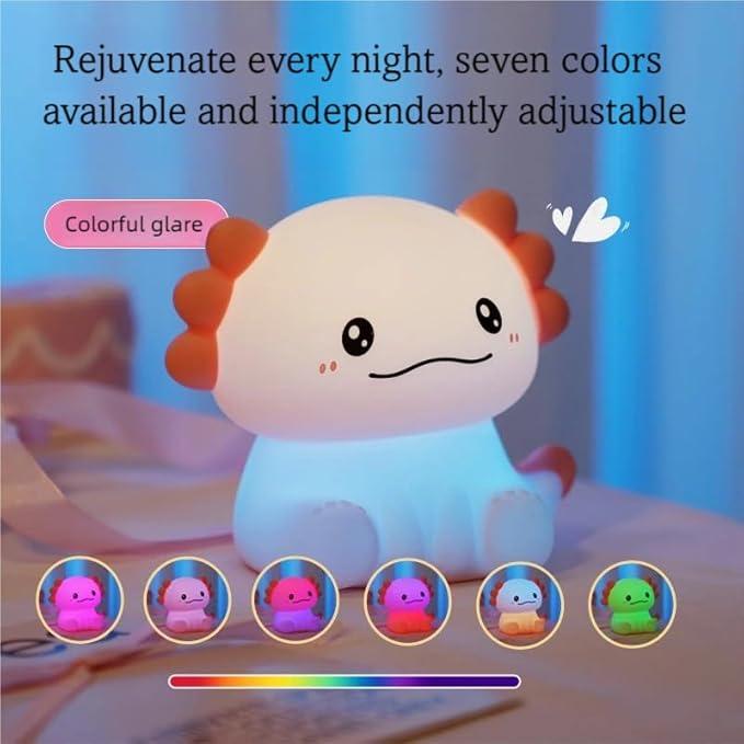 Axolotl Night Light, Cute Axolotl Lamp Gift, LED Animal Silicone Night Light Cute Room Decoration for Girls and Boys
