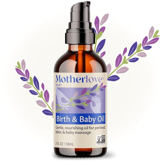 Motherlove Birth & Baby Oil (2 oz) Gentle Lavender-Infused Oil for Perineal, Labor & Baby Massage—Non-GMO, Organic Herbs