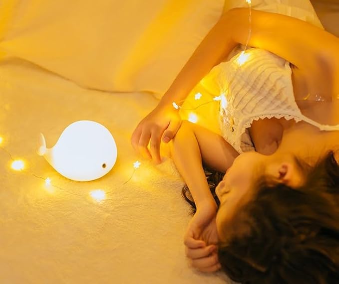Cute Kids Night Light & Lamp - Portable Silicone Battery LED Nightlight for Kids Bedroom, Toddler, Baby - Nursery (Whale)