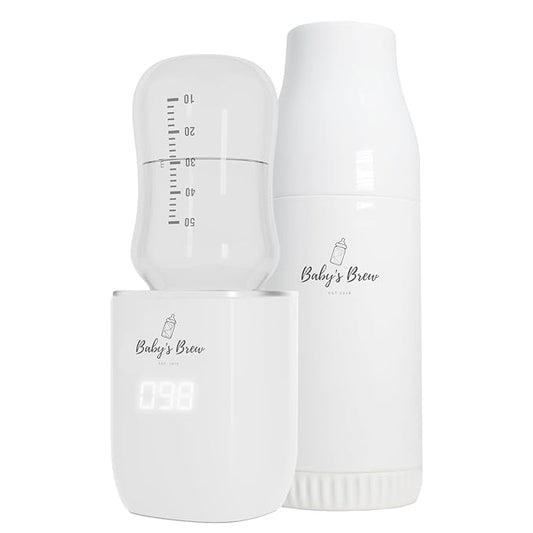 Baby’s Brew Portable Bottle Warmer Pro Set - Dual Heating Modes - Breast Milk, Formula & Water, Leak-Proof, Smart Sensor Technology, BPA-Free, Single Warmer & Formula Dispenser Only | No Adapters
