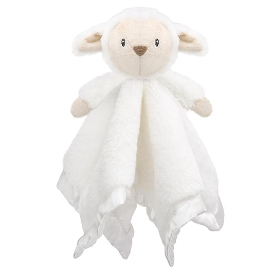 Baby Security Blanket for Boys Girls, Lovey Soft for Newborn Cute Lamb Snuggle Toy Plush Stuffed Animal, White 13.5 Inch