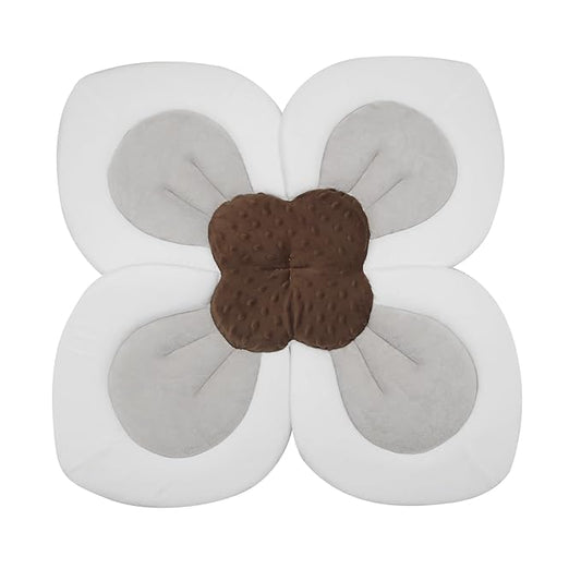 PandaEar Baby Bath Pad for Infant Newborn | Soft Flower Petals for Sink Bathtub Essentials Shower Gift (Grey)