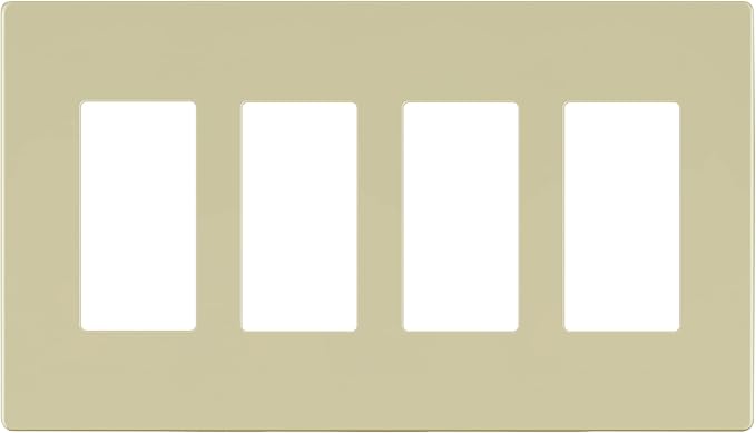 LIDER Matte Finish Decorator Switch Cover, Screwless Wall Plate, Mid-Size 4-Gang 4.88" x 8.58", Unbreakable Polycarbonate Thermoplastic, UL Listed, LSWP-34M-I, Ivory