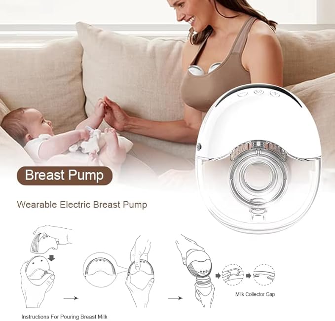 Wearable Breastfeeding Pump,4 Modes12 Levels,Hands Free Breast Pump,Portable Double Pump,Memory Function,Strong Suction,Rechargeable,Double-Sealed Flange Sizes (19/21/mm) (Nude 2 Pack)