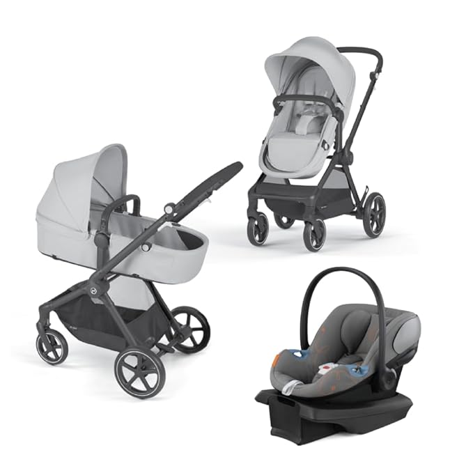 Cybex EOS 5-in-1 Travel System Stroller + Lightweight Aton G Infant Car Seat, Lava Grey