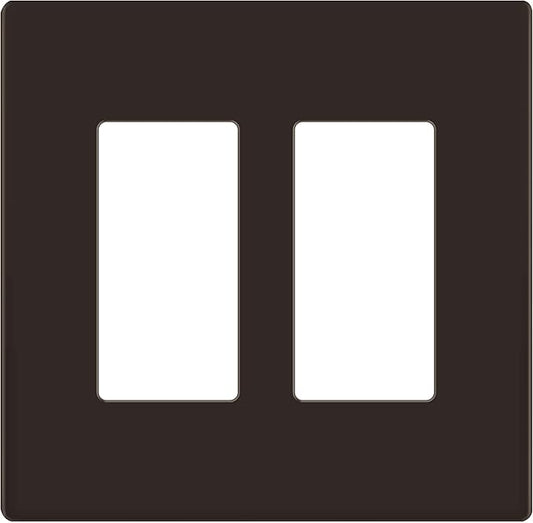 LIDER Matte Finish Decorator Switch Cover, Screwless Wall Plate, Mid-Size 2-Gang 4.88" x 4.92", Unbreakable Polycarbonate Thermoplastic, UL Listed, LSWP-32M-BR, Brown